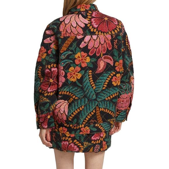 Farm Rio Women's Multicolor Floral Print Oversized Canvas Jacket Size Large - Picture 4 of 11